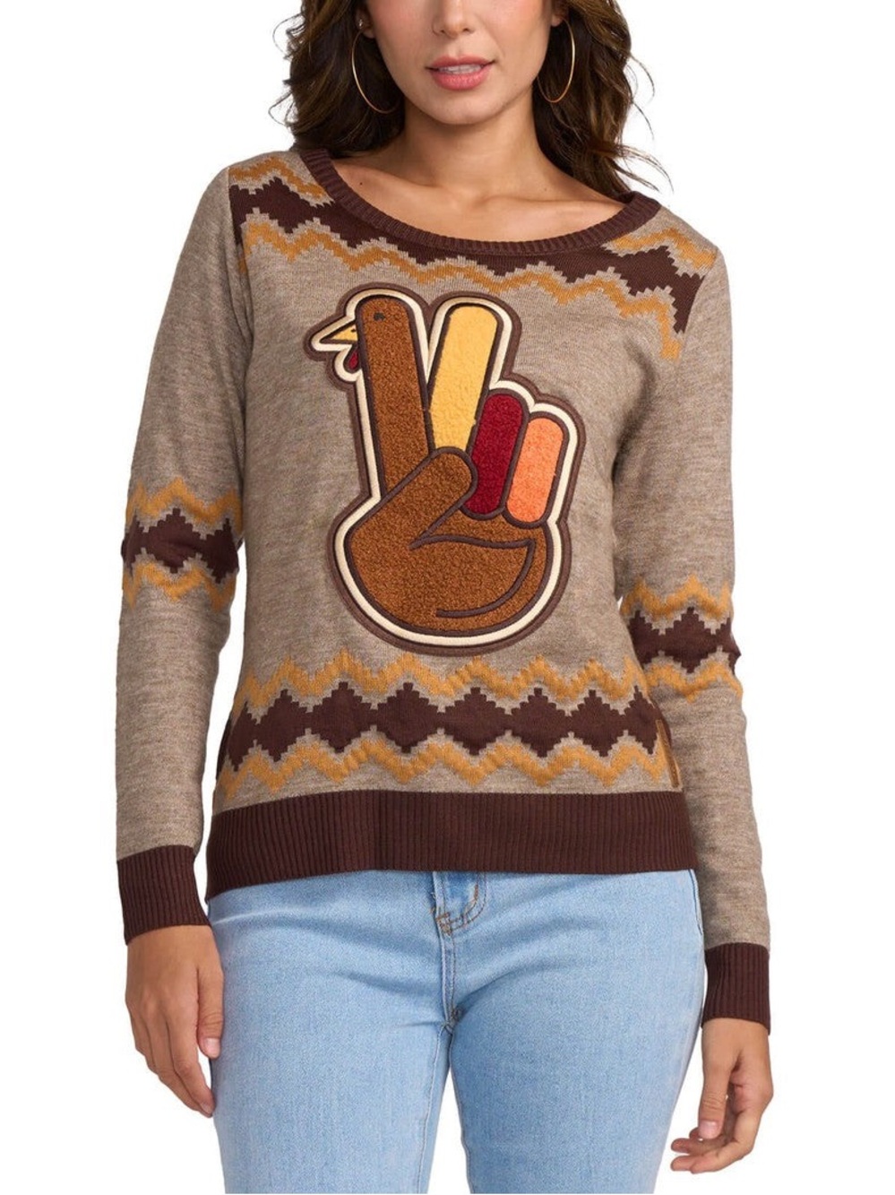 New Tipsy Elves WOMEN'S PEACE TURKEY SWEATER 1x